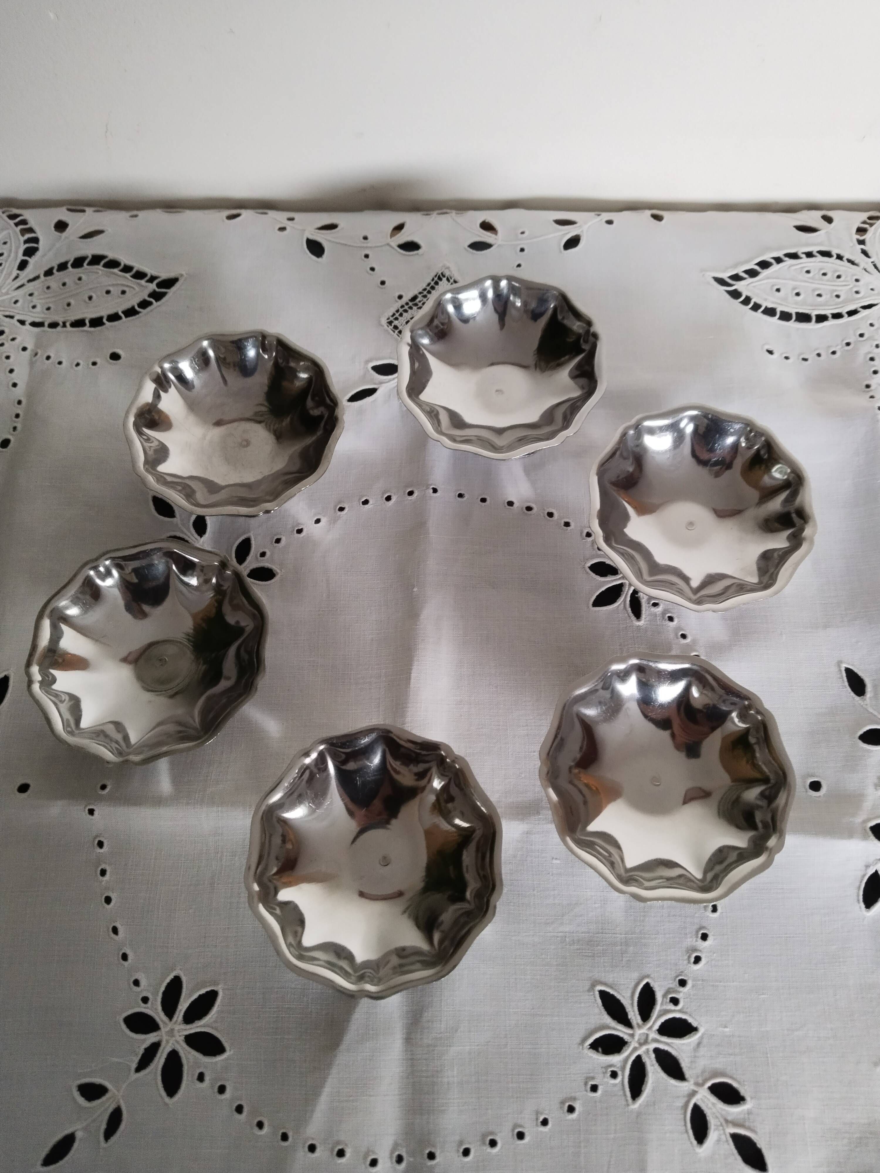 Ice cream or sorbet cups, vintage, in 18/10 stainless steel, 1970s