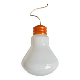 Suspension ampoule géante en opaline et métal orange, années 1970