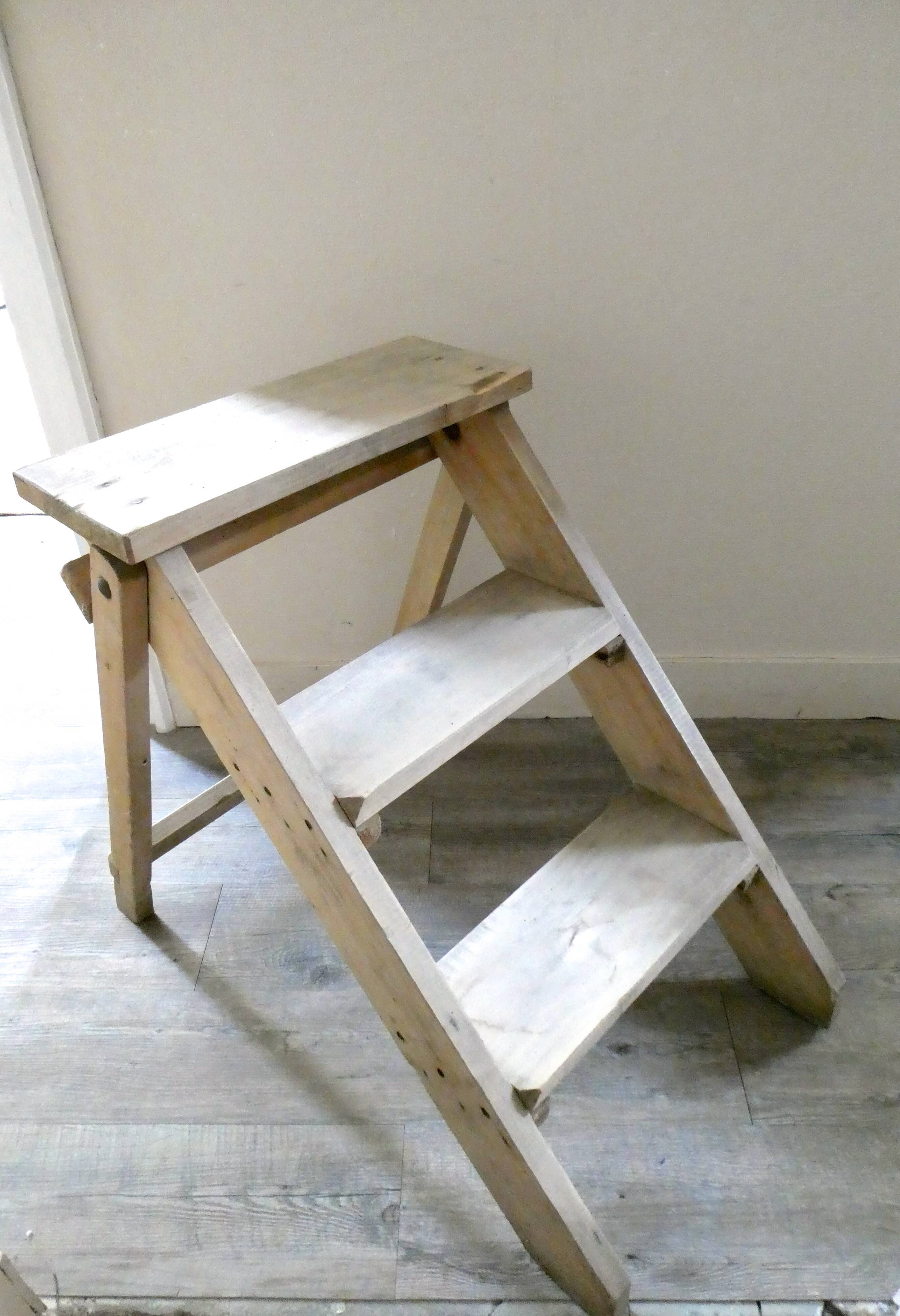Stepladder 3 steps in solid wood