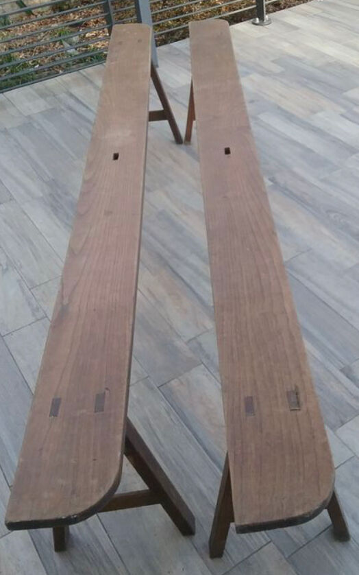 Pair old benches farmhouse