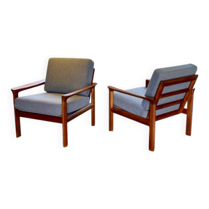 Paire de fauteuils Komdort - teck danois