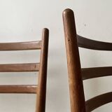 Set of 2 Italian chairs in wood and straw, Gio Ponti style 1950