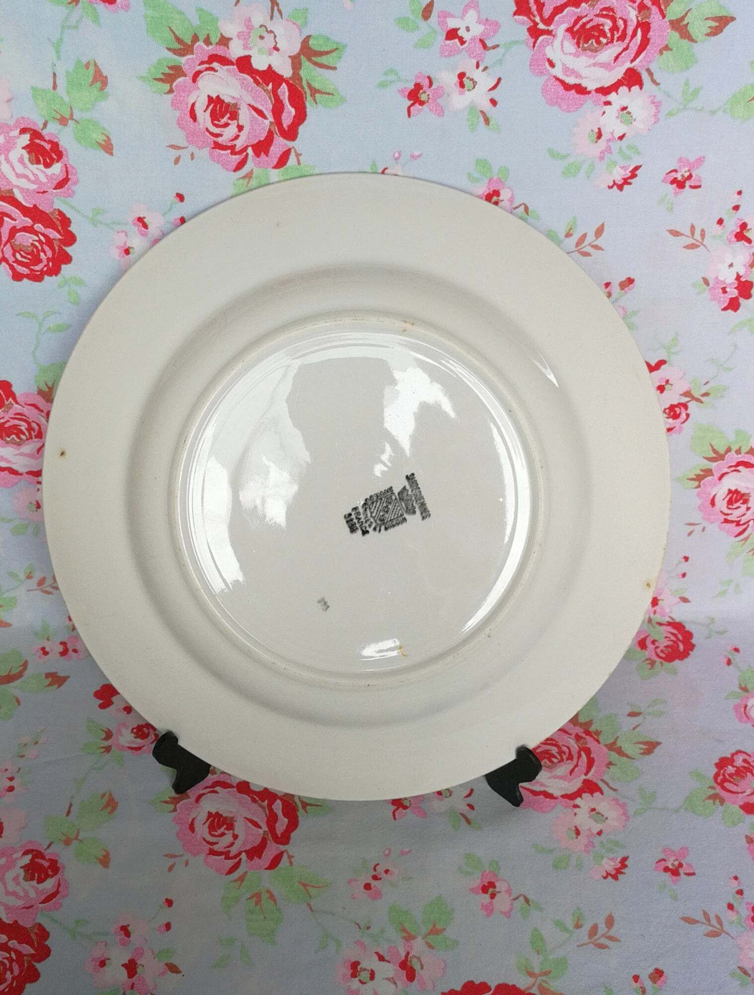 Large Plat Rond Former Digoin Sarreguemines Liseré Bleu Vichy Vintage