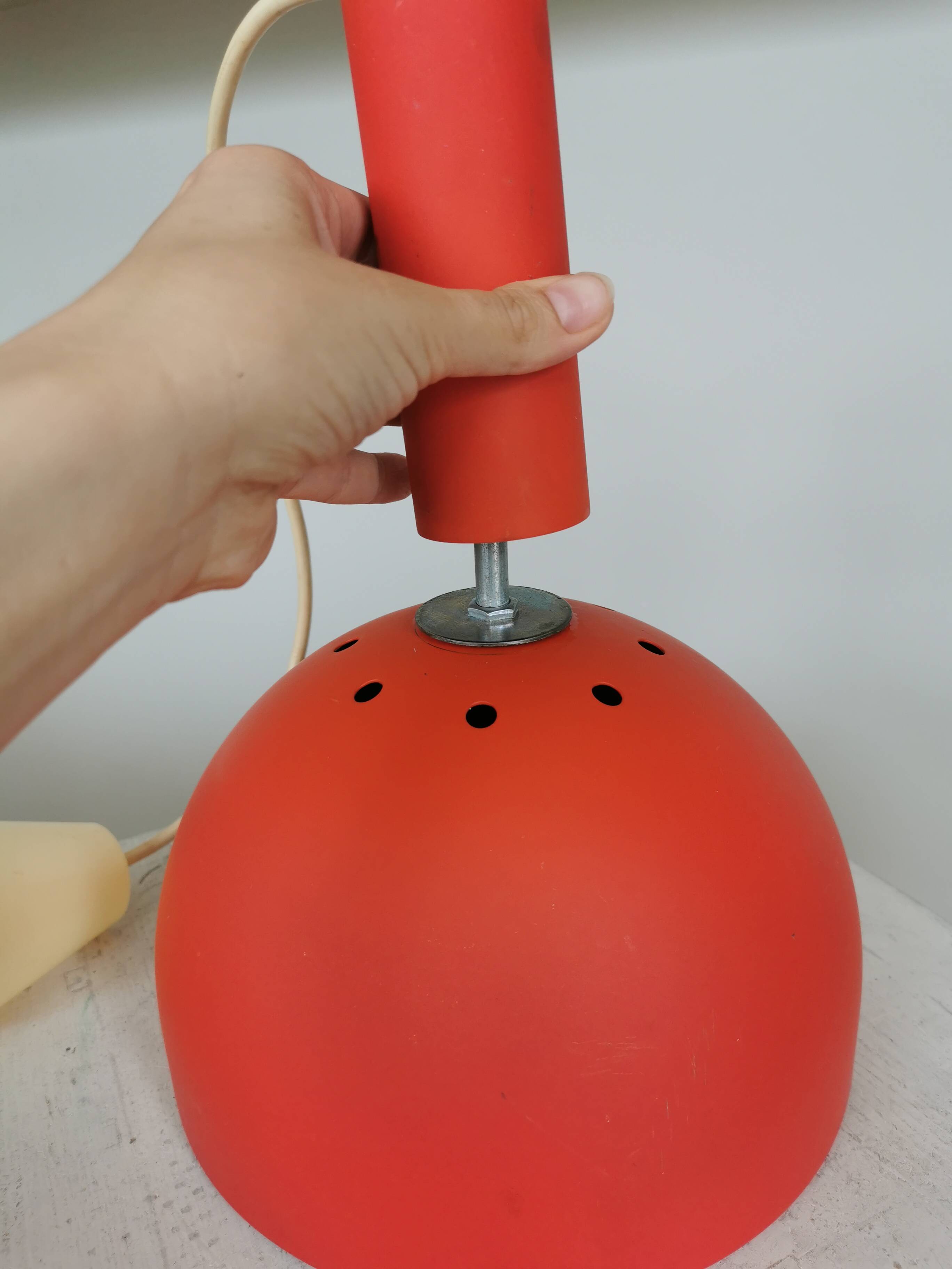 Vintage Orange Chrome Pendant Light: 1970s Space Age Lamp