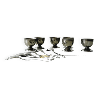 6 Guy Dregrenne stainless steel egg cups