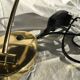 Piano or desk lamp in gilded brass