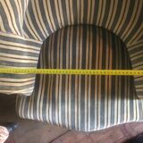 Pair of Original tapestry velvet stripe armchairs.