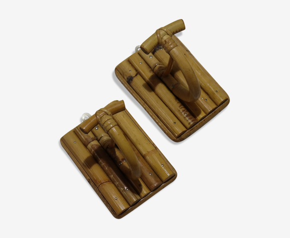 Lot de 2 patères vintage en rotin
