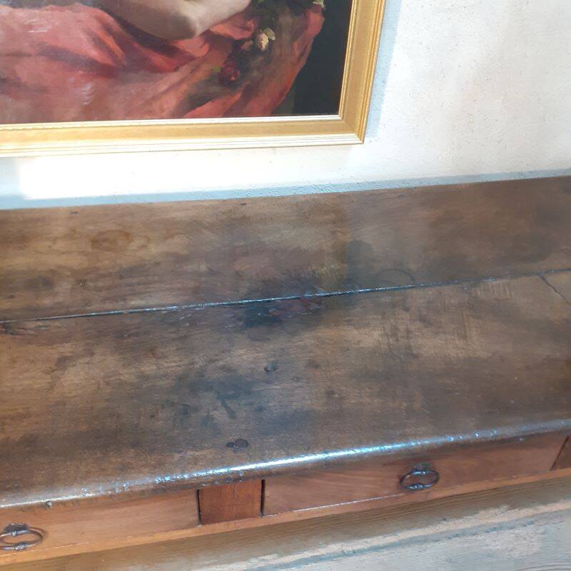 Monastery table, community table, 19th-century solid walnut console.