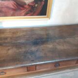 Monastery table, community table, 19th-century solid walnut console.