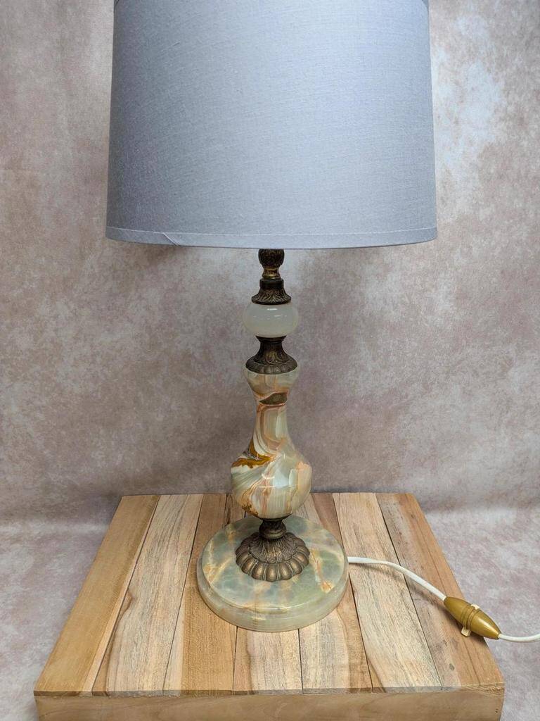 Vintage lamp base in onyx and brass