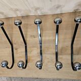 5 black and silver coat hooks from the 60s