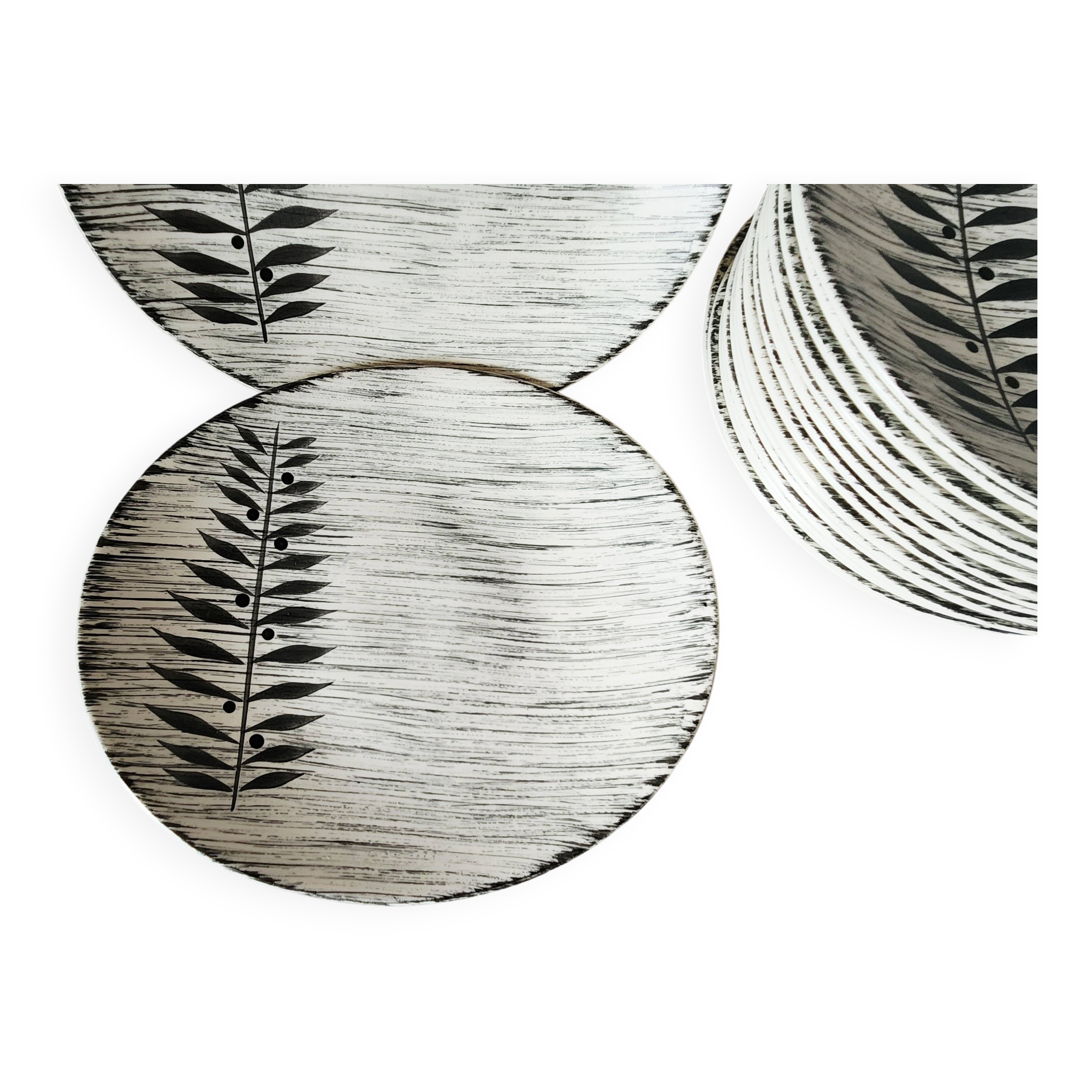 Vintage french 1960s salins tolede - toledo dinner plates black olive