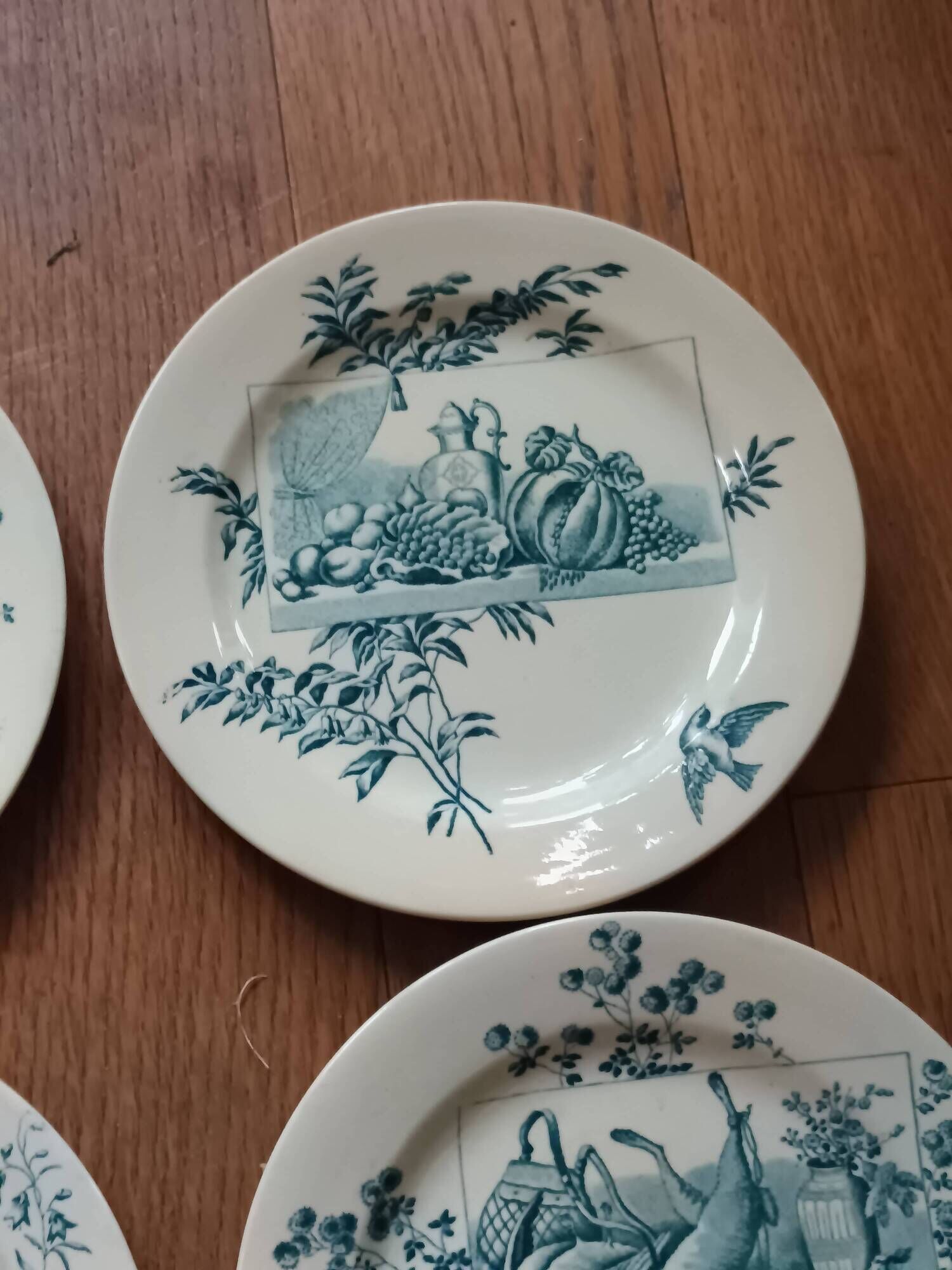 set of 10 antique earthenware plates with blue decoration from Bordeaux