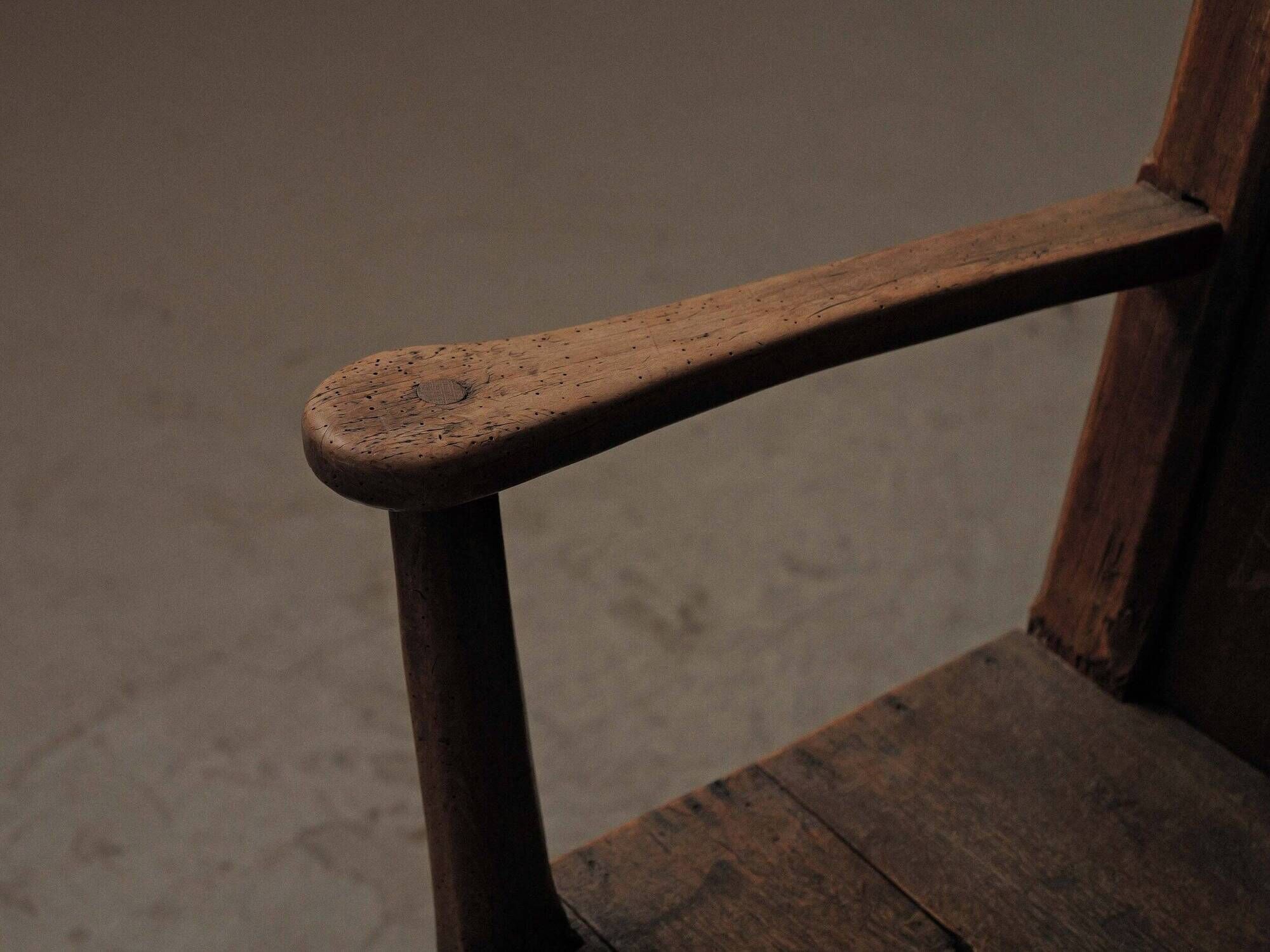 Peasant armchair in solid oak, France, 19th century