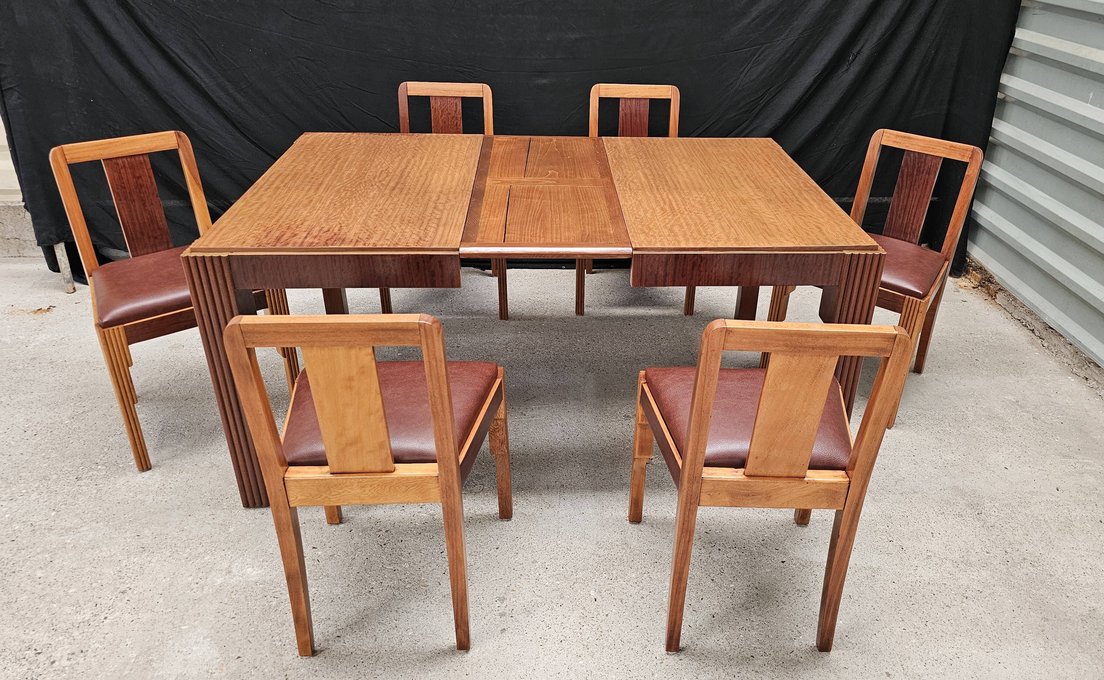 Lot of table and 6 Art Deco chairs from Saddier & fils