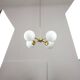Italian Mid Century Golden Sputnik Chandelier with Opaline Shades, 1960s