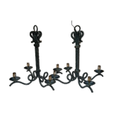 Pair of twisted wrought iron chandelier