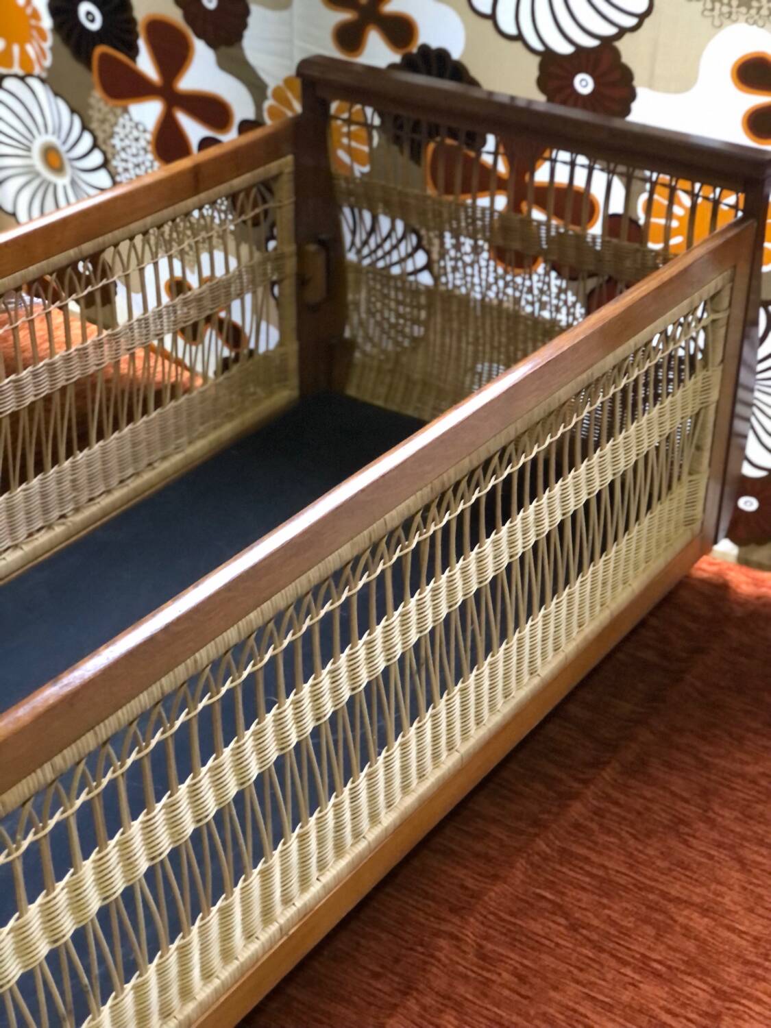 Vintage wicker children's bed 1960