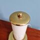 Pair of Mid-Century bedside lamps in brass and cream opaline, 1950.