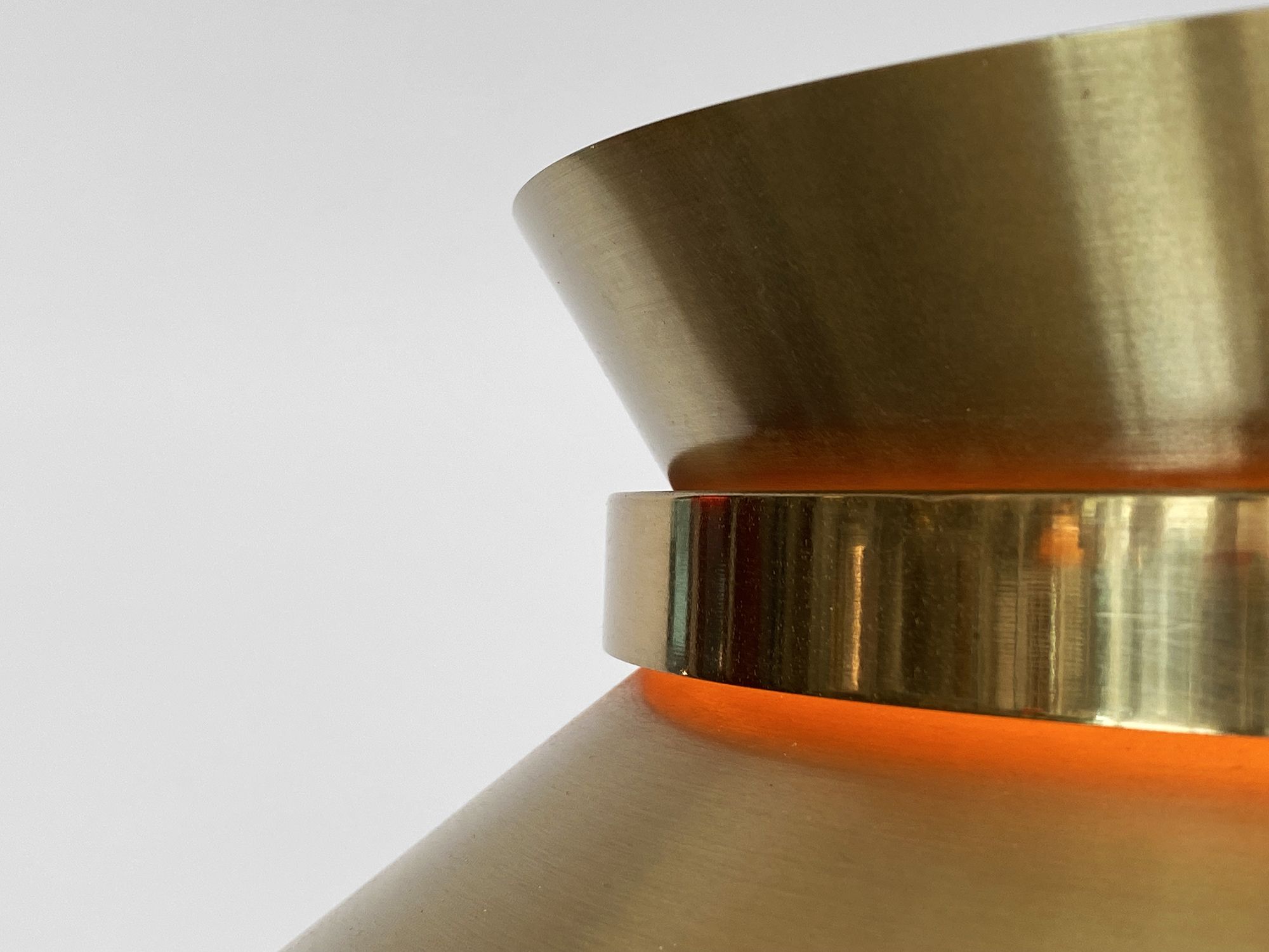 Brass colored aluminium pendant light by Carl Thore for Granhaga Metall. Sweden 1970s.