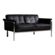 Horst Brüning Model 6912 two seater sofa in black leather for Kill International, Germany 1967