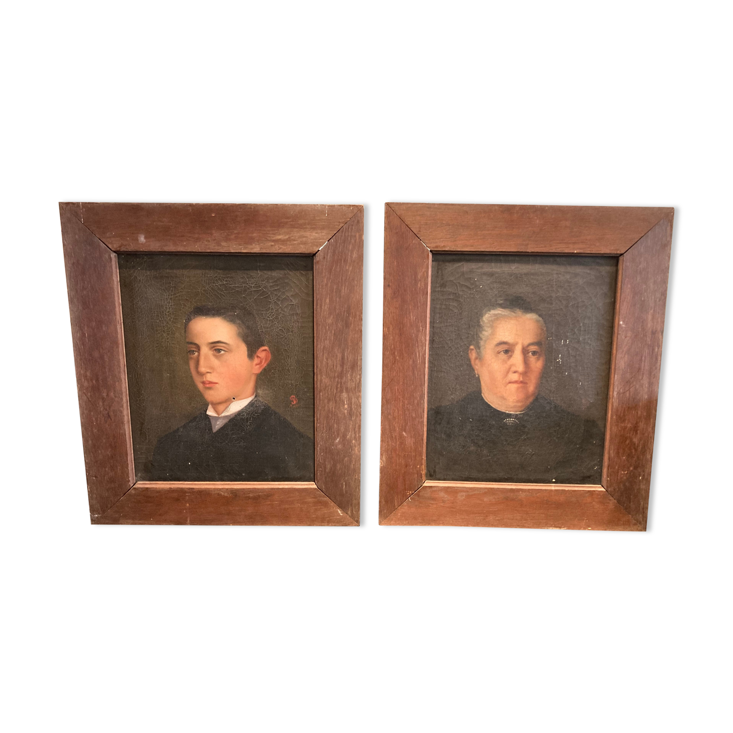 Pair of oil portraits