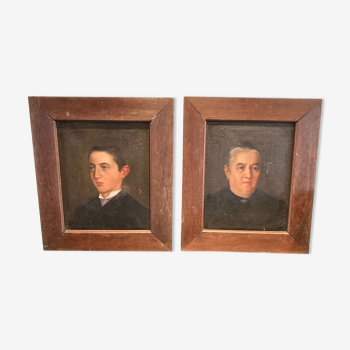 Pair of oil portraits