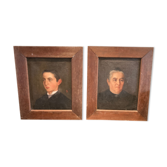 Pair of oil portraits