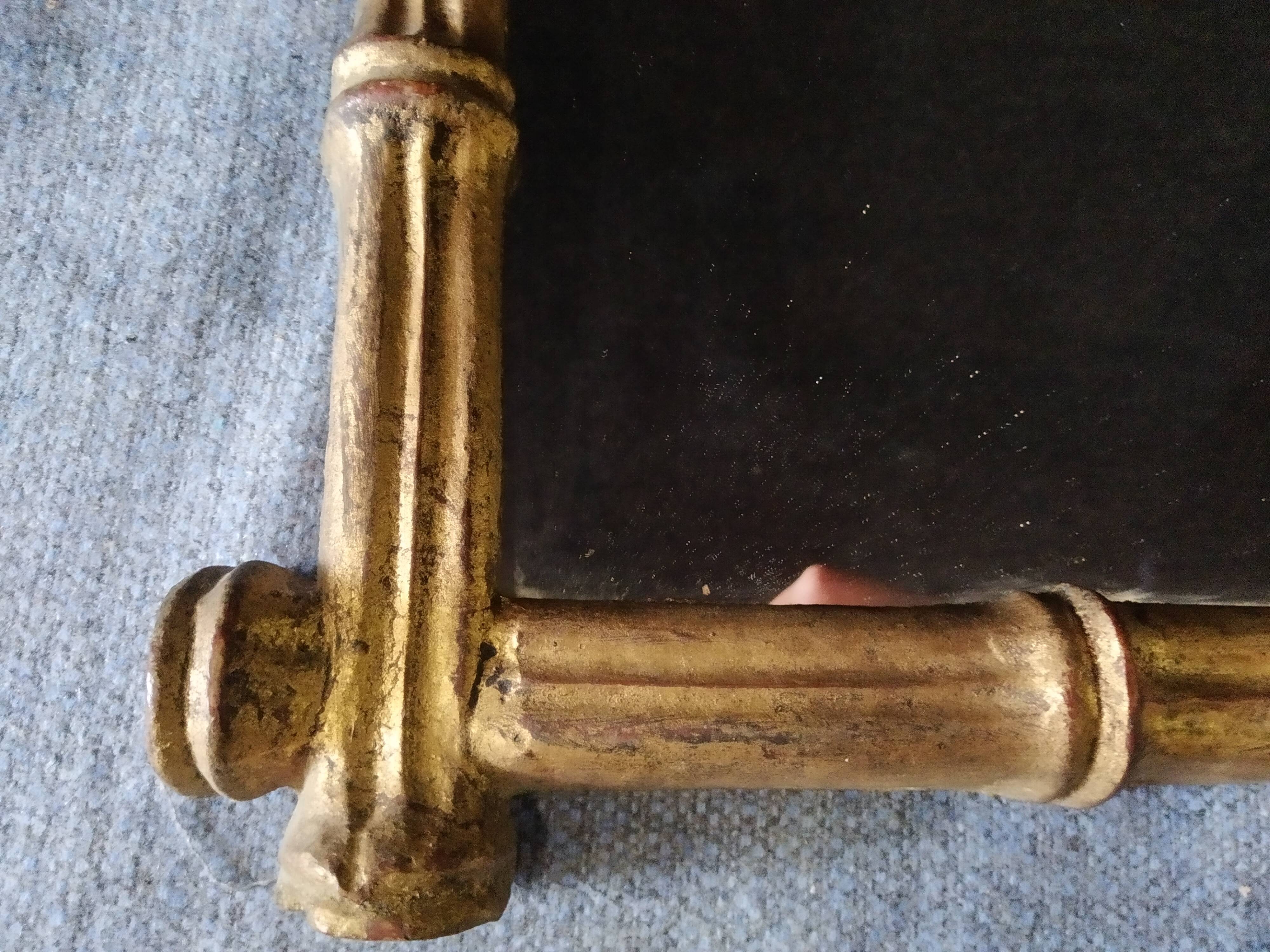 old mirror imitation bamboo gold papier-mâché  43 cm X 28, 5 cm