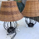 Pair of rattan bedside lampshade