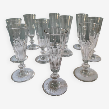 Series of 10 champagne flutes 1900, Caton model
