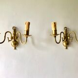 Pair of double sconces in gilded brass 1950