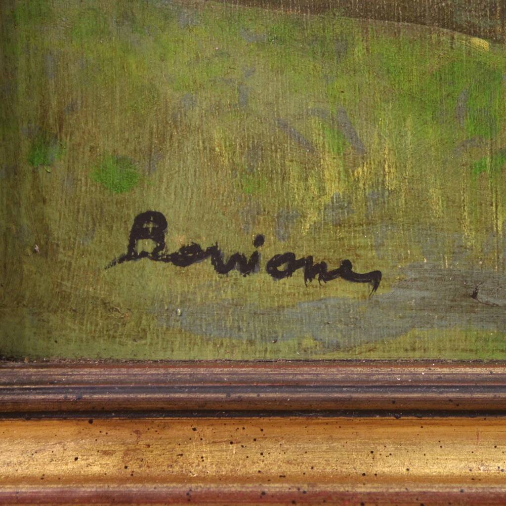 Painting Italian signed landscape from the 50s