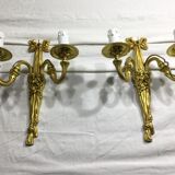 Pair of sconces Bronze 2 lights Louis XVI style