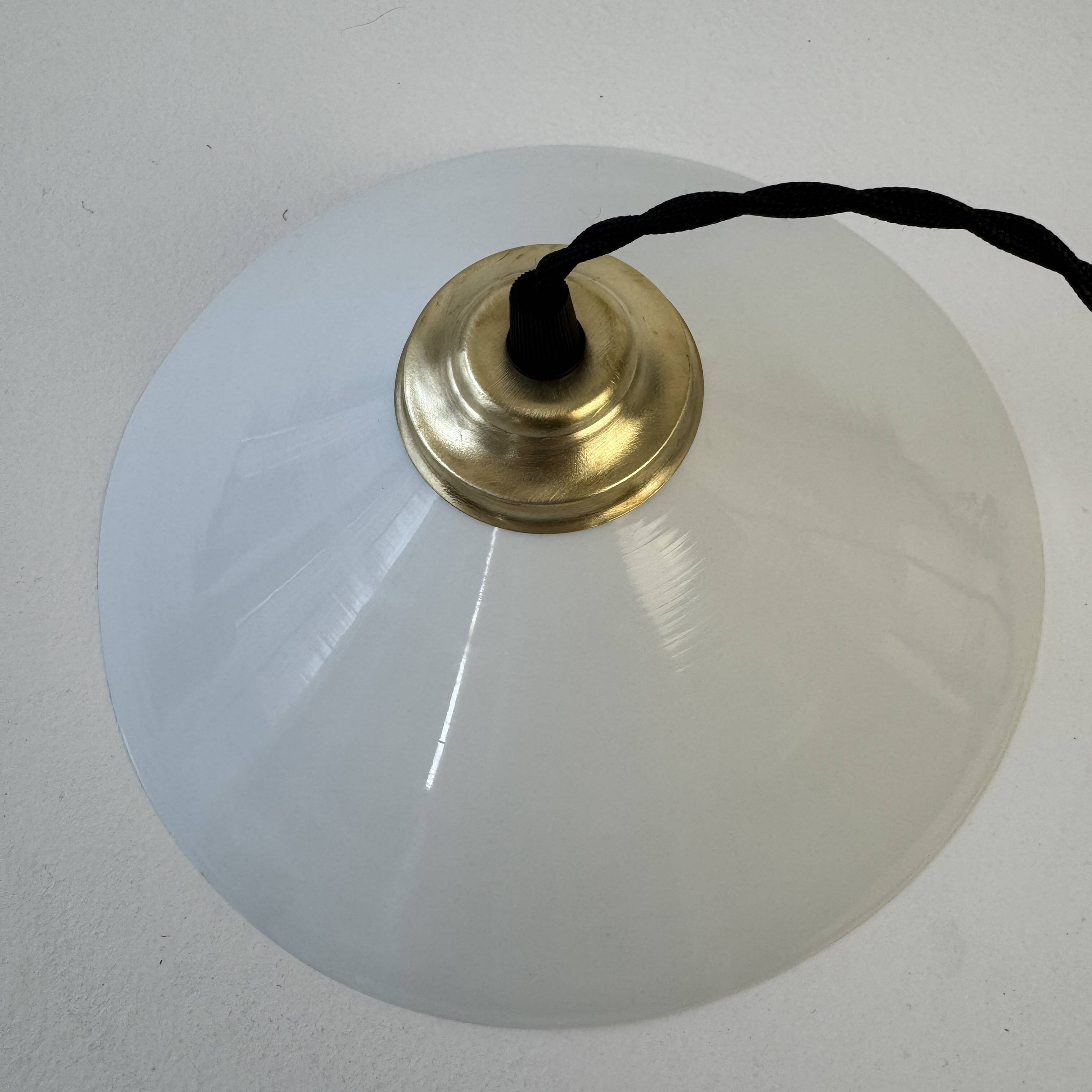 Antique vintage opaline conical pendant light
