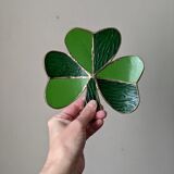 Handcrafted green clover and brass trinket tray
