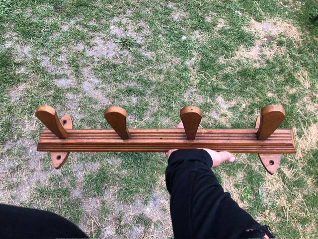 Wooden wall coat rack, vintage wall coat rack, entrance hall