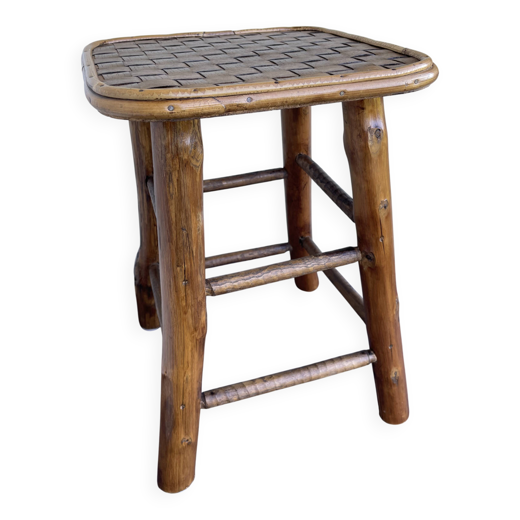 Chestnut and bamboo stool