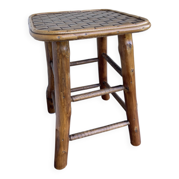 Tabouret châtaignier et bambou