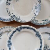 Mismatched vintage flat plates in ironstone - Blue decor