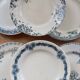 Mismatched vintage flat plates in ironstone - Blue decor