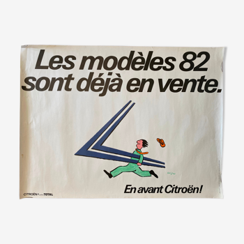 Affiche originale "En avant Citroën, les modèles 82" Raymond Savignac 58x77cm 1982