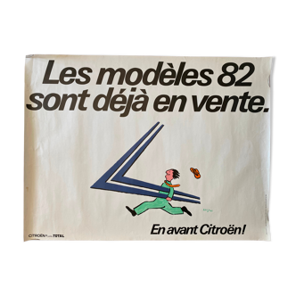 Affiche originale "En avant Citroën, les modèles 82" Raymond Savignac 58x77cm 1982