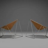 Early ocher canvas Penta chairs by Jean-Paul Barray & Kim Moltzer for Bofinger