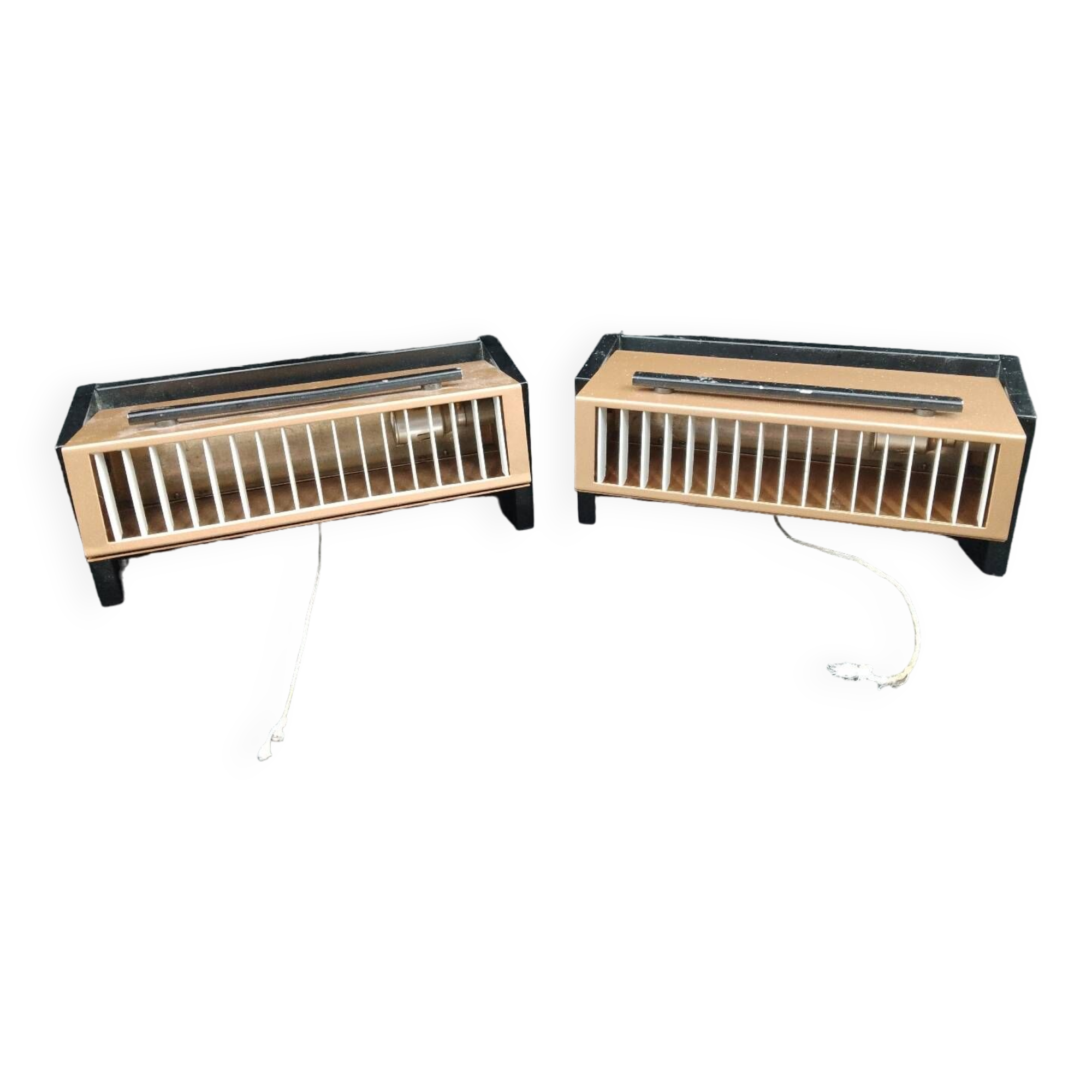 Pair of metal and brass bedside wall lights by Paul Neuhaus, Germany, 1950s Bauhaus