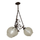 French Vintage 3 Light Bronze Effect Chandelier - Opaque Glass Ball Shades