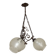 French Vintage 3 Light Bronze Effect Chandelier - Opaque Glass Ball Shades