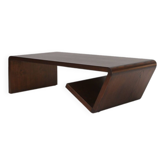 Rare remarkably shaped beech wood coffee table from the 1950s, The Netherlands