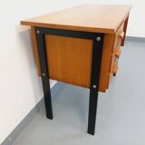 Vintage oak and black wood desk from the 60s